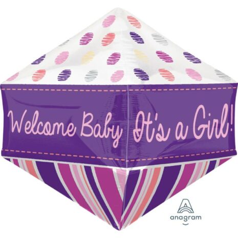Globo Metalico Anglez Welcome Baby Girl