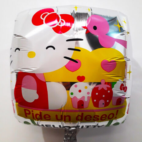 Globo Metalico Hello Kitty Pide Un Deseo de Cumpleaños, 18 Pulgadas en Forma Cuadrada, Marca Anagram