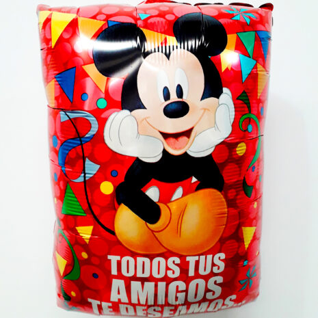 Globo Metalico Mickey Mouse Todos Tus Amigos Te Deseamos Diversion... de Cumpleaños, 18 Pulgadas en Forma Rectangular, Marca Anagram