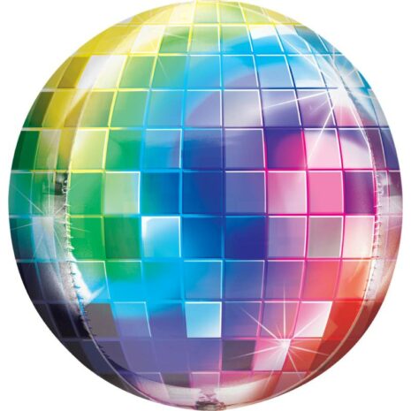 Globo Metalico Orbz Bola de Disco de Cumpleaños, 15 Pulgadas en Forma Circular, Marca Anagram