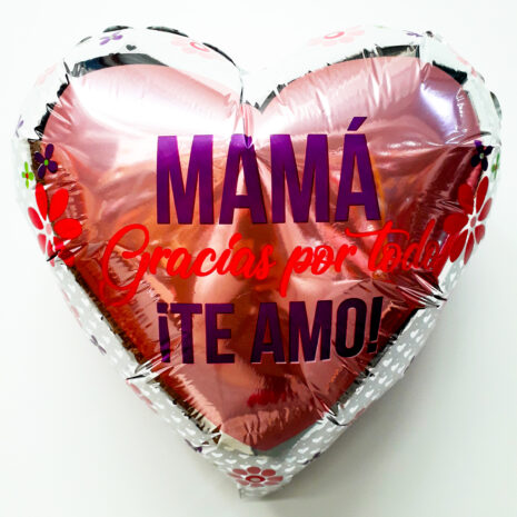 Globo Metalico Mama Gracias por Todo Te Amo,18 Pulgadas en Forma de Corazon, Marca Kaleidoscope
