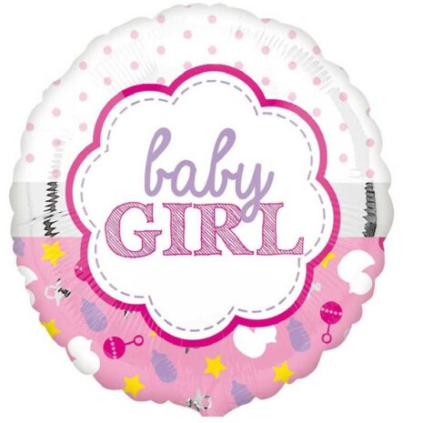 Globo Metalico Baby Girl Juguetes y Figuras de Baby Shower, 18 Pulgadas en Forma Circular, Marca Anagram