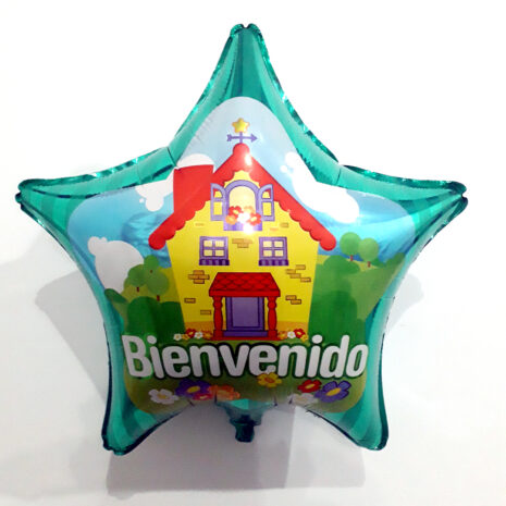 Globo Metalico Bienvenido Primavera en Casa de Bienvenido, 22 Pulgadas en Forma de Estrella, Marca Kaleidoscope