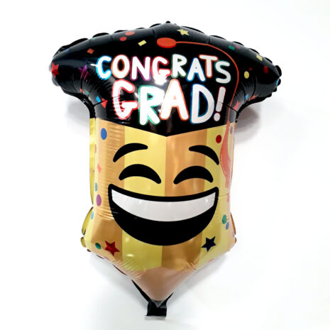 Globo Metalico Congrats Grad Emoji Party de Graduacion, 18 Pulgadas en Forma de Silueta, Marca Kaleidoscope