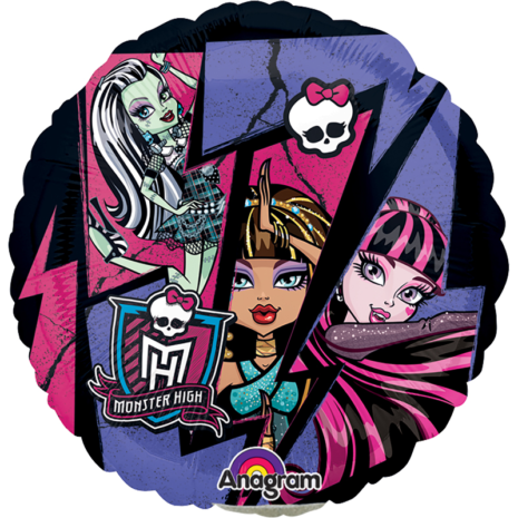 Globo Metalico Monster High Magia Mosaico de Personaje, 09 Pulgadas en Forma de Circulo, Marca Anagram