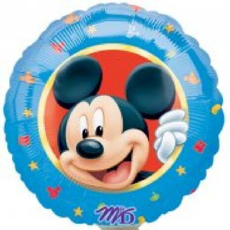 Globo Metalico Mickey Mouse Retrato Sonriendo de Personaje, 09 Pulgadas en Forma de Circulo, Marca Anagram