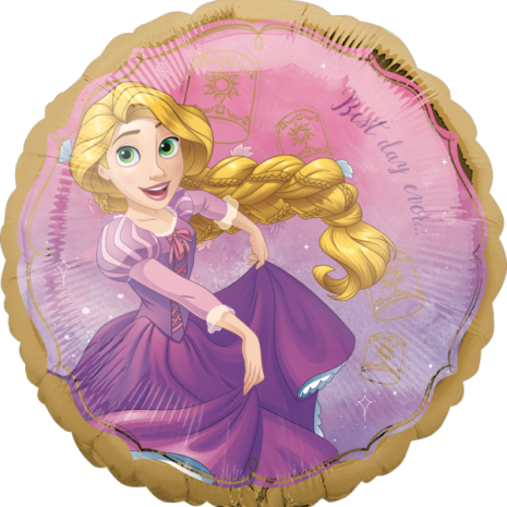 Globo Metalico Rapunzel Magia Dorada de Cumpleaños, 18 Pulgadas en Forma de Circulo, Marca Anagram