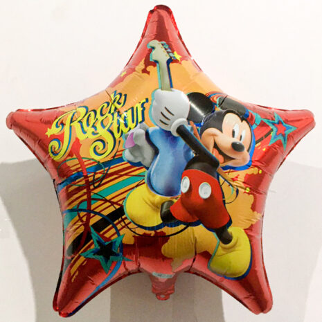 Globo Metalico Mickie Mouse Rock Star de Cumpleaños, 18 Pulgadas en Forma de Estrella, Marca Anagram