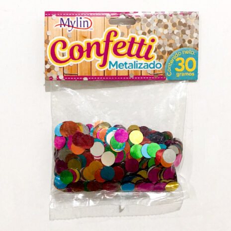 Confetti Metalizado, Medida 1 cm, Contenido 30 gr, Marca Mylin