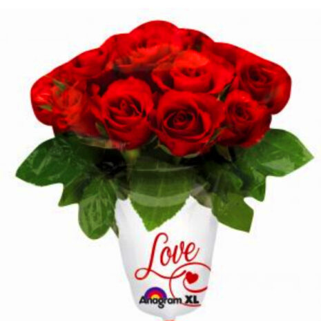 Globo Metalico San Valentin rosas love you 36"