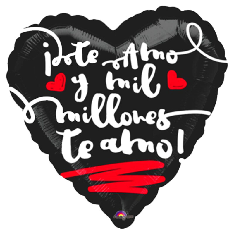 Globo Metalico San Valentin te amo mil corazon negro 36"