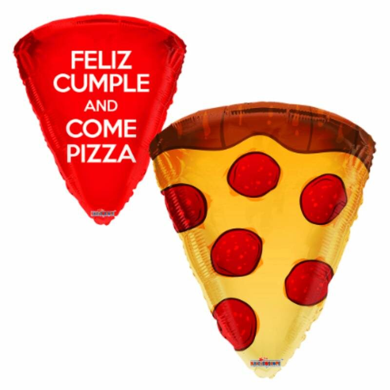 Globo Metálico Cumpleaños Mensaje Rebanada de pizza 18"