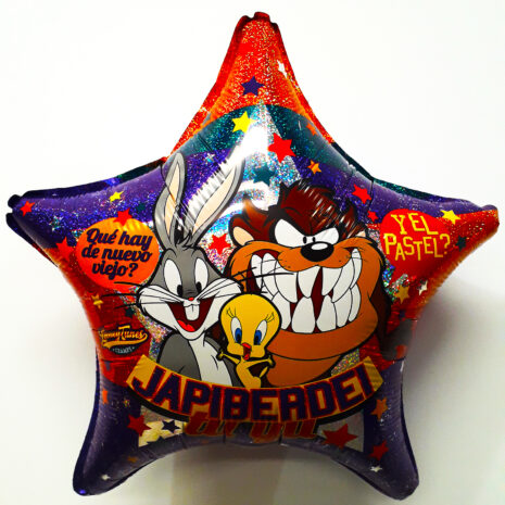 Globo Metalico Looney Tunes Que Hay de Nuevo Viejo de Cumpleaños, 18 Pulgadas en Forma de Estrella, Acabado Holografico, Marca Anagram