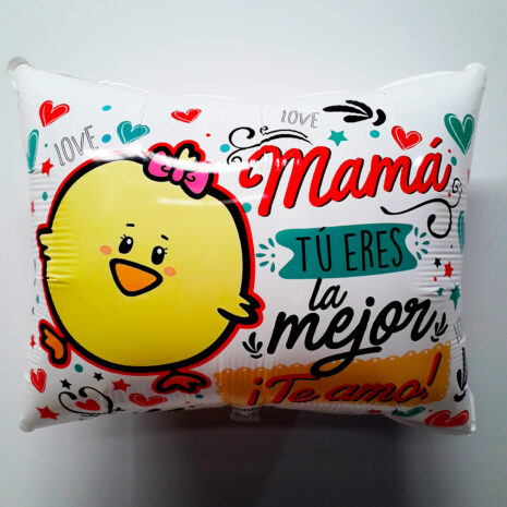 Globo Metalico Mama Tu Eres La Mejor Te Amo, 20 Pulgadas en Forma Rectangular, Acabado Gellibeans, Marca Kaleidoscope