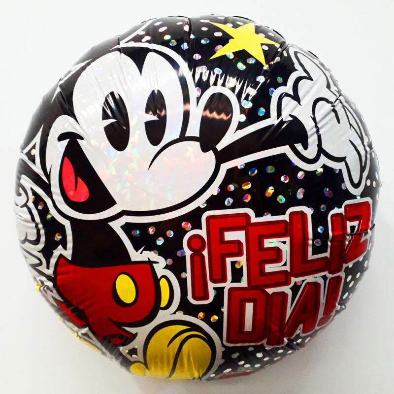 Globo Metalico Mickey Mouse Hoy Es la Pachanga Feliz Dia de Cumpleaños, 18 Pulgadas en Forma Circular, Acabado Holografico, Marca Anagram