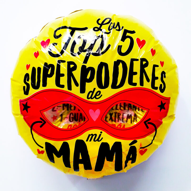 Globo Metalico Los Top 5 Super poderes de Mi Mama, 18 Pulgadas en Forma Circular, Marca Kaleidoscope