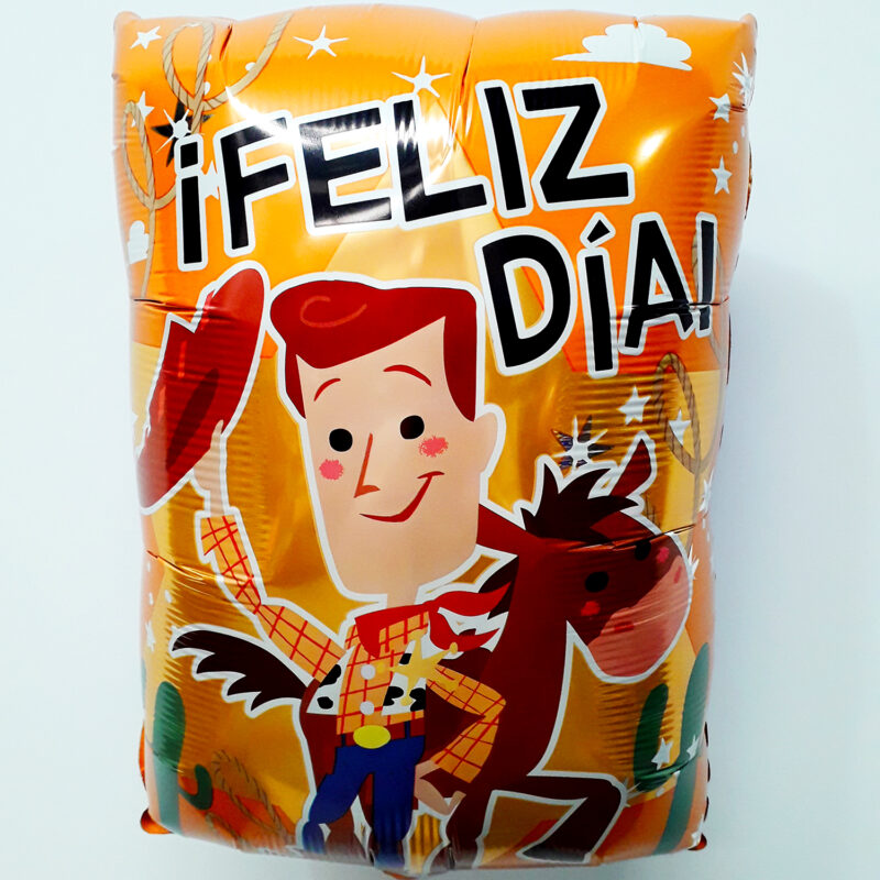Globo Metalico Toy Story Woody y Tiro al Blanco Feliz Dia de Cumpleaños, 18 Pulgadas en Forma Rectangular, Marca Anagram