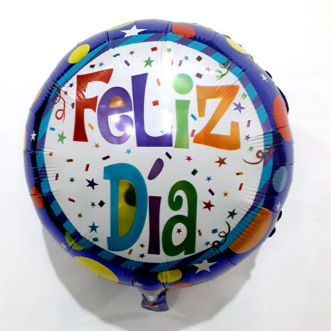 Globo Metalico Feliz Dia Estrellas y Formas de Colores de Cumpleaños, 18 Pulgadas en Forma Circular, Marca Kaleidoscope
