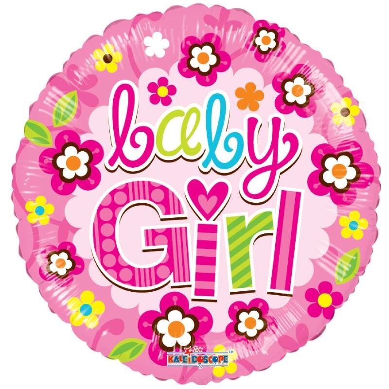 Globo Metalico Baby Girl Magica Primavera de Baby Shower, 18 Pulgadas en Forma Circular, Acabado Gellibeans, Marca Kaleidoscope