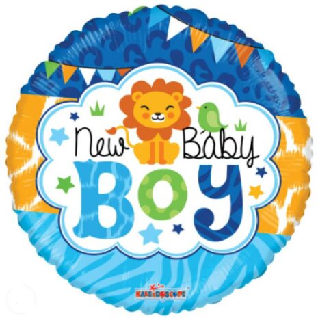 Globo Metalico New Baby Boy Safari Party de Baby Shower, 18 Pulgadas en Forma Circular, Acabado Gellibeans, Marca Kaleidoscope