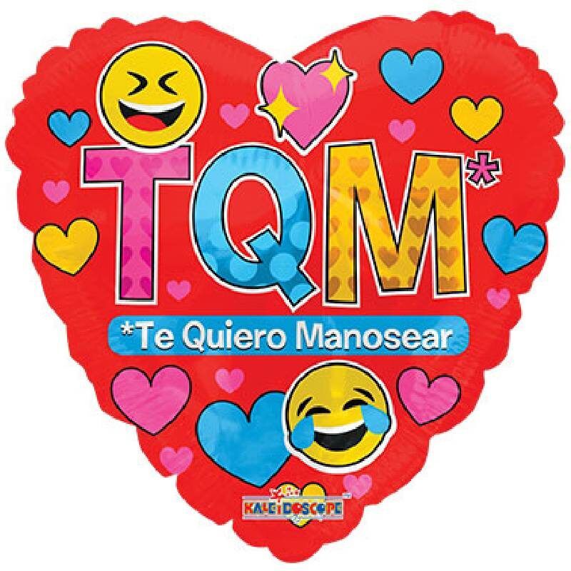Globo Metalico Te Quiero Manosear Emojis y Corazones de San Valentin, 18 Pulgadas en Forma de Corazon, Marca Kaleidoscope