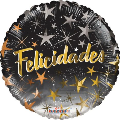 Globo Metalico Felicidades Magia de Estrellas de Cumpleaños, 18 Pulgadas en Forma Circular, Marca Kaleidoscope