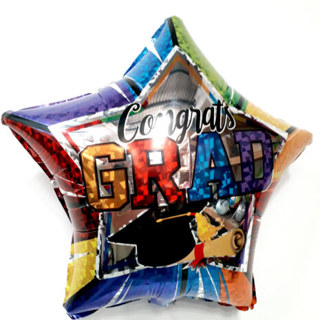 Globo Metalico Congrats Grad Magia Estrella de Graduacion, 18 Pulgadas en Forma de Estrella, Marca Kaleidoscope