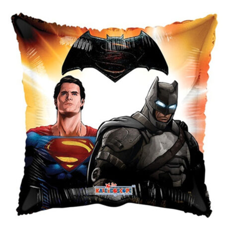Globo Metalico Super Man y Batman de Personaje, 09 Pulgadas en Forma de Cuadrado, Marca Kaleidoscope