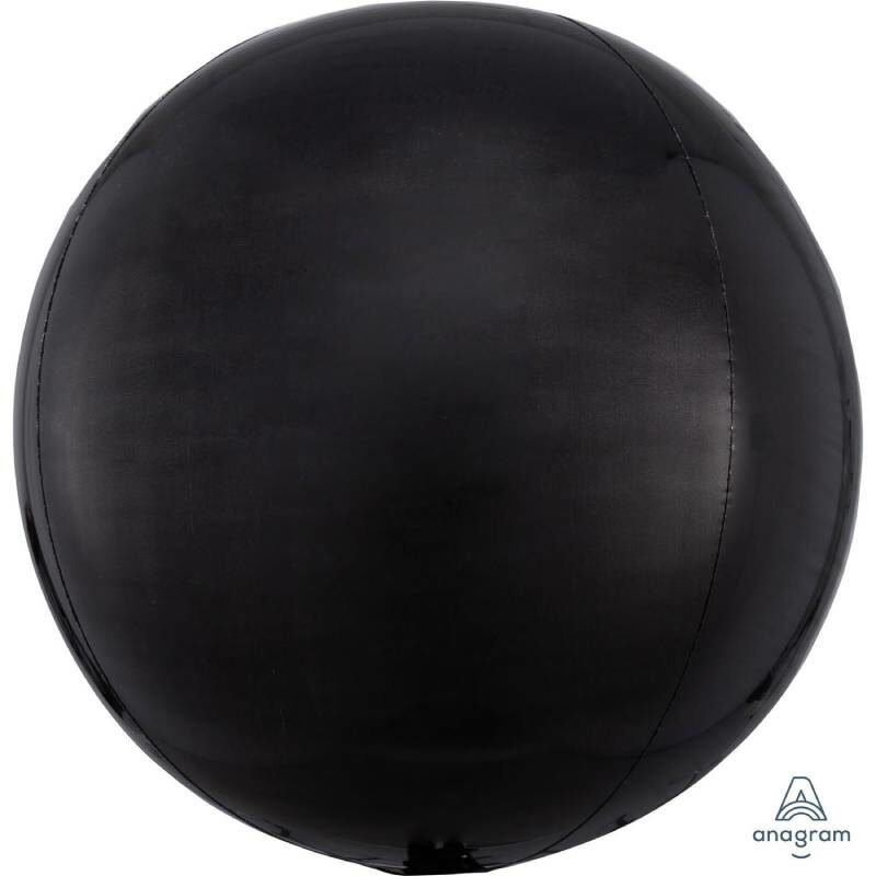 Globo Metalico Orbz Negro de Cumpleaños, 15 Pulgadas en Forma Circular, Marca Anagram