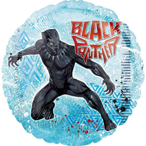 Globo Metalico Black Panther al Ataque de Cumpleaños, 18 Pulgadas en Forma de Circulo, Marca Anagram