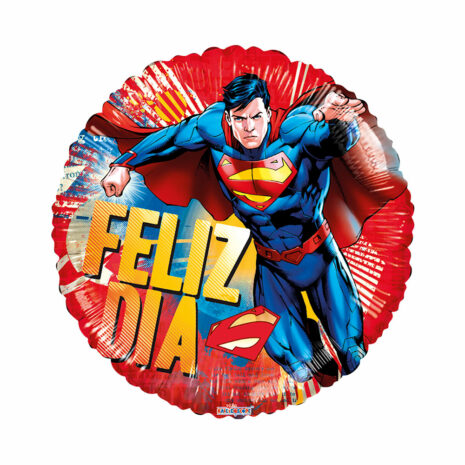 Globo Metalico Feliz Dia Super Man de Cumpleaños, 18 Pulgadas en Forma de Circulo, Marca Kaleidoscope