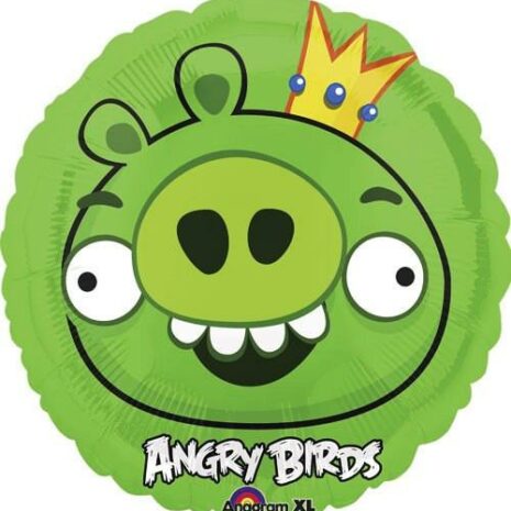 Globo Metalico Angry Birds Foreman Pig de Cumpleaños, 18 Pulgadas en Forma de Circulo, Marca Anagram