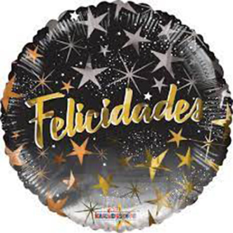 Globo Metalico Felicidades Magia de Estrellas de Cumpleaños, 09 Pulgadas en Forma de Circulo, Marca Kaleidoscope
