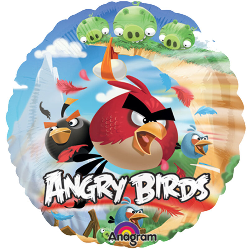 Globo Metalico Angry Birds Al ataque de Personaje, 09 Pulgadas en Forma de Circulo, Marca Anagram