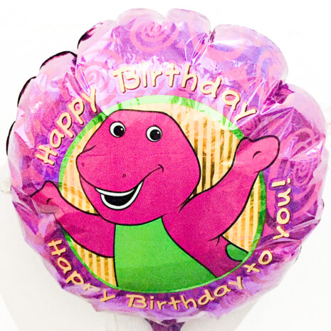 Globo Metalico Happy Birthday Barney de Cumpleaños, 18 Pulgadas en Forma de Circulo, Marca Anagram