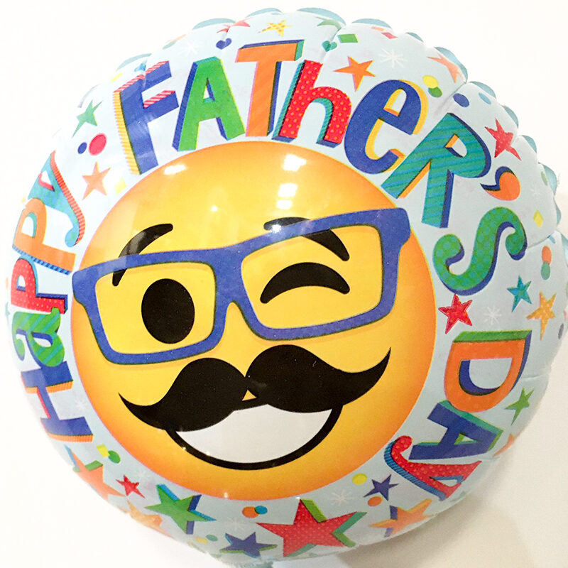Globo Metalico Happy Fathers Day Emoji de Papa, 09 Pulgadas en Forma de Circulo, Marca Kaleidoscope
