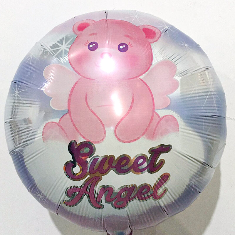 Globo Metalico Sweet Angel Magia de Osito de Baby Shower, 18 Pulgadas en Forma de Circulo, Marca Anagram