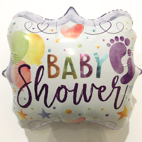 Globo Metalico Baby Shower Pies Descalsos de Baby Shower, 18 Pulgadas en Forma de Cuadrado, Marca Kaleidoscope