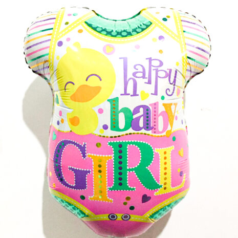 Globo Metalico Happy Baby Girl Pañalero de Baby Shower, 18 Pulgadas en Forma de Pañalero, Marca Kaleidoscope