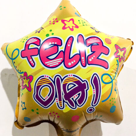 Globo Metalico Feliz Dia de Cumpleaños, 09 Pulgadas en Forma de Estrella, Marca Kaleidoscope