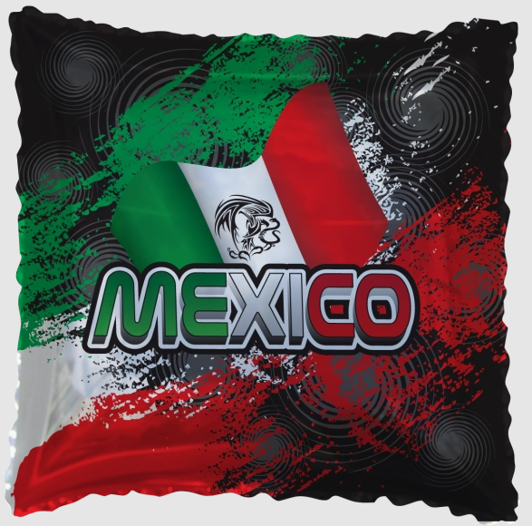 Globo Metalico Mexico Bandera de Patrios y 16 de Septiembre, 18 Pulgadas en Forma Cuadrado, Marca Balum